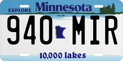 MN license plate 940MIR