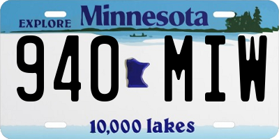 MN license plate 940MIW