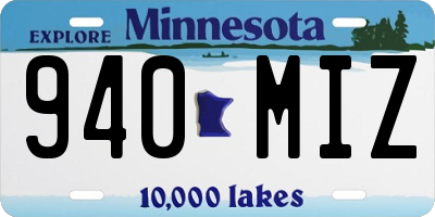 MN license plate 940MIZ