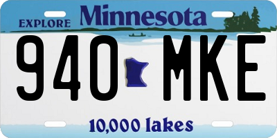 MN license plate 940MKE