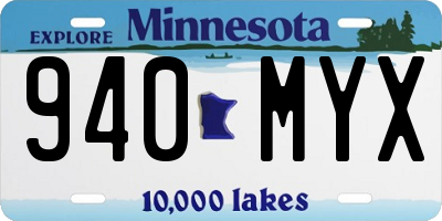 MN license plate 940MYX