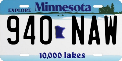 MN license plate 940NAW