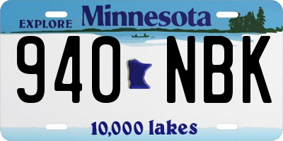 MN license plate 940NBK