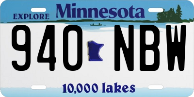 MN license plate 940NBW