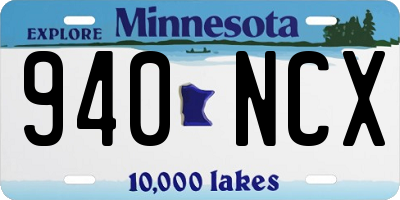 MN license plate 940NCX
