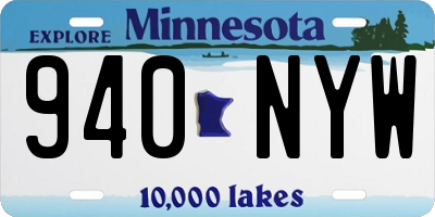 MN license plate 940NYW