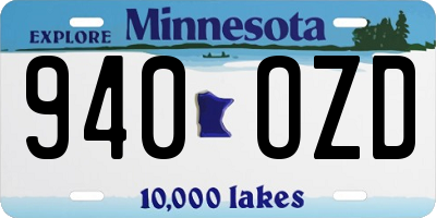 MN license plate 940OZD