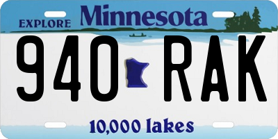 MN license plate 940RAK
