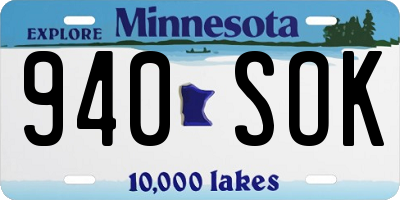 MN license plate 940SOK