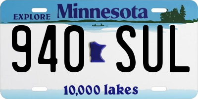 MN license plate 940SUL