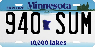 MN license plate 940SUM