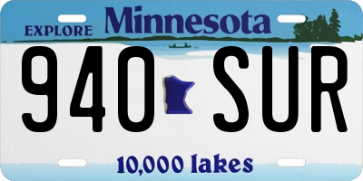 MN license plate 940SUR