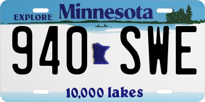 MN license plate 940SWE