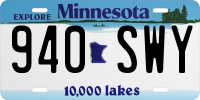 MN license plate 940SWY