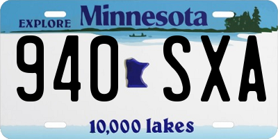 MN license plate 940SXA