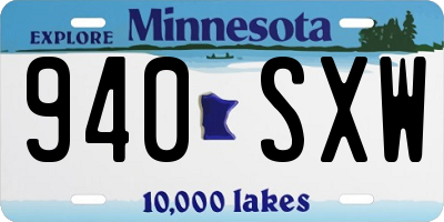 MN license plate 940SXW