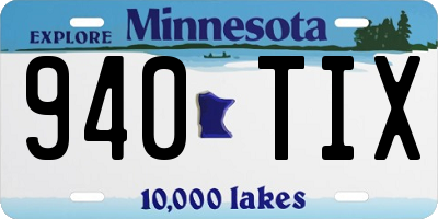 MN license plate 940TIX