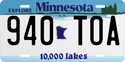 MN license plate 940TOA
