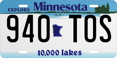MN license plate 940TOS