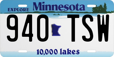 MN license plate 940TSW