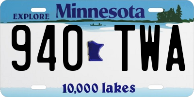 MN license plate 940TWA