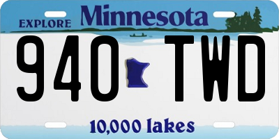 MN license plate 940TWD