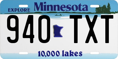 MN license plate 940TXT