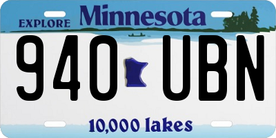 MN license plate 940UBN