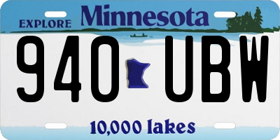 MN license plate 940UBW