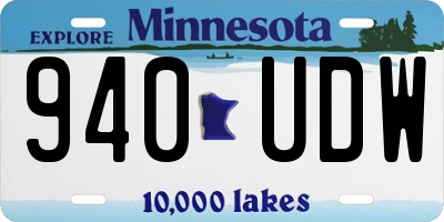 MN license plate 940UDW