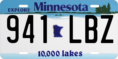 MN license plate 941LBZ