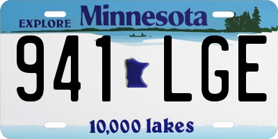 MN license plate 941LGE