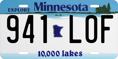 MN license plate 941LOF