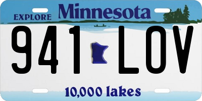 MN license plate 941LOV