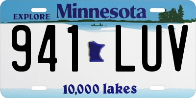 MN license plate 941LUV