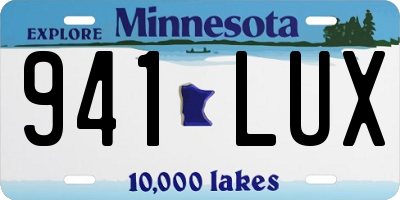 MN license plate 941LUX