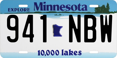 MN license plate 941NBW