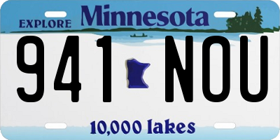 MN license plate 941NOU