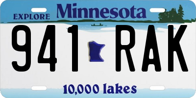 MN license plate 941RAK
