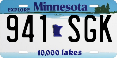 MN license plate 941SGK
