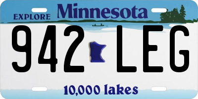 MN license plate 942LEG