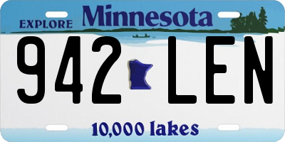 MN license plate 942LEN