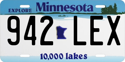 MN license plate 942LEX