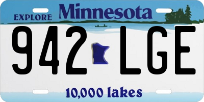 MN license plate 942LGE
