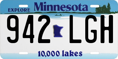 MN license plate 942LGH