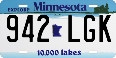 MN license plate 942LGK