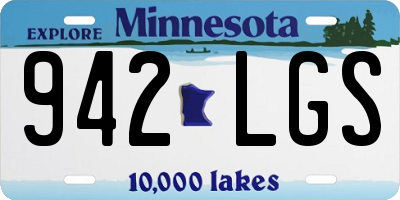 MN license plate 942LGS