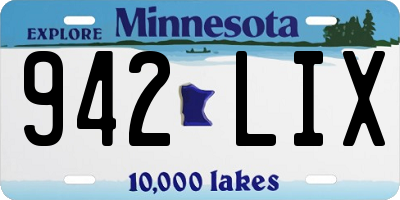 MN license plate 942LIX