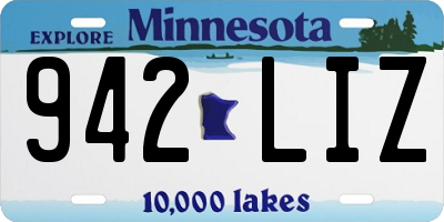 MN license plate 942LIZ