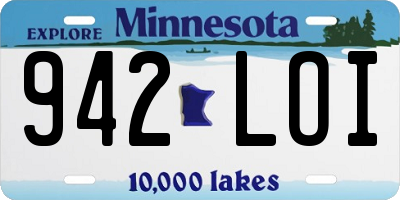 MN license plate 942LOI
